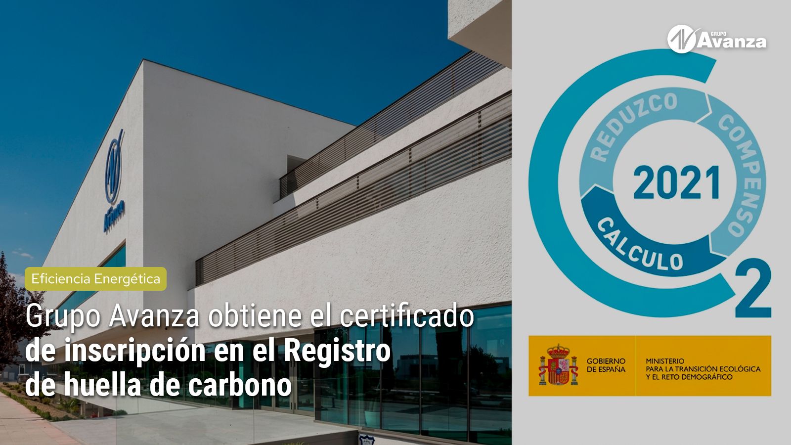 Grupo Avanza obtiene el certificado de inscripción en el Registro de huella de carbono